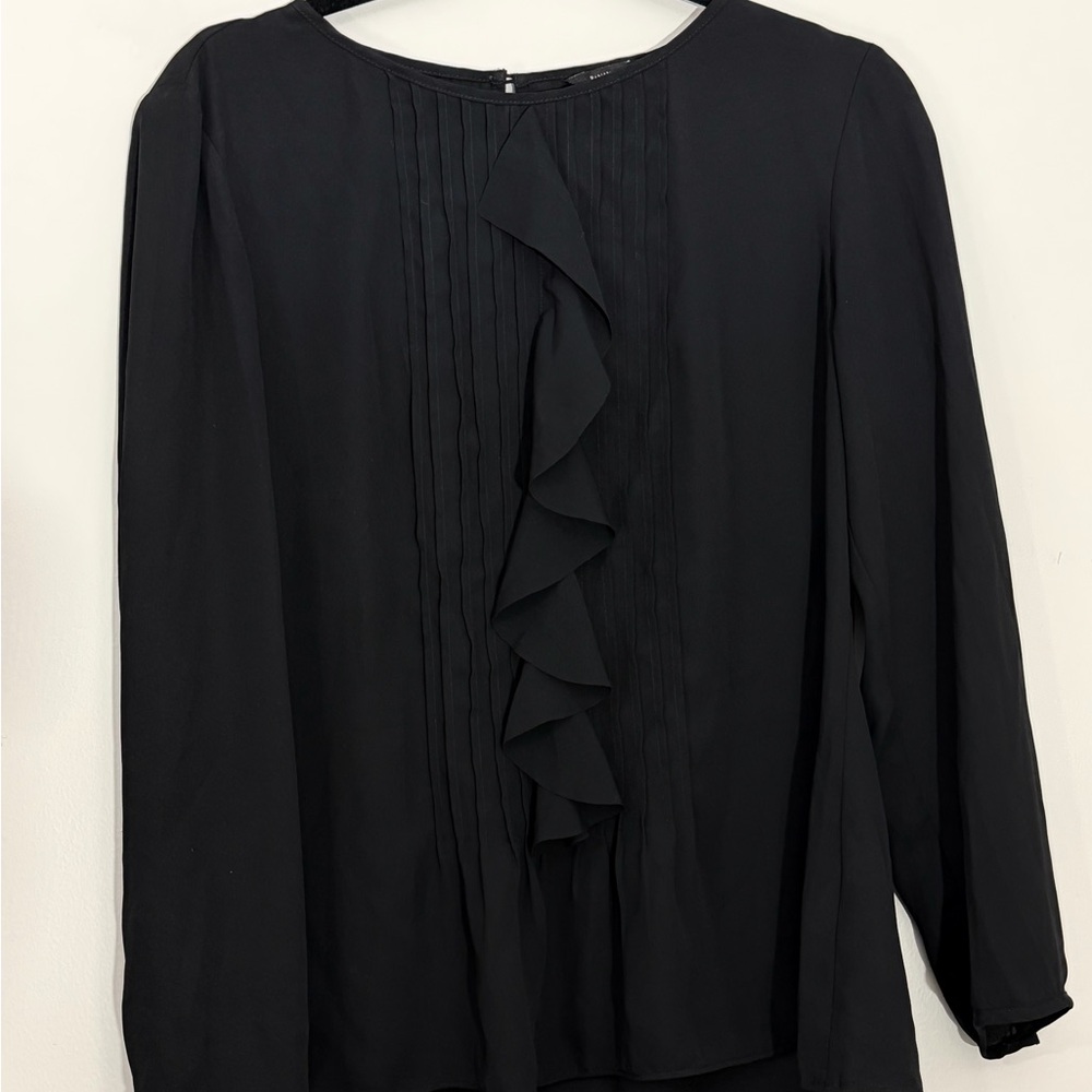 Banana Republic Black Ruffle Front Blouse